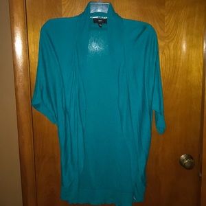 Teal Side ruched open front cardigan